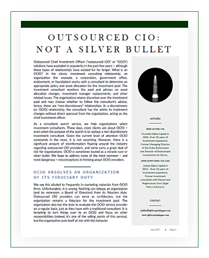 Outsourced CIO: Not a Silver Bullet report cover