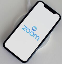 Zoom logo displayed on iPhone